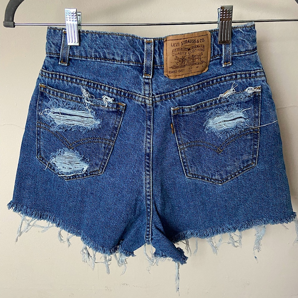Vintage 1995 Orange Tab - High Waist Distressed Levi Shorts